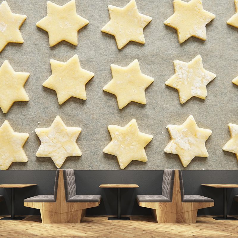 Contemporary Butter Biscuits Wall Mural Environment Friendly Wallpaper for Cake Shop
