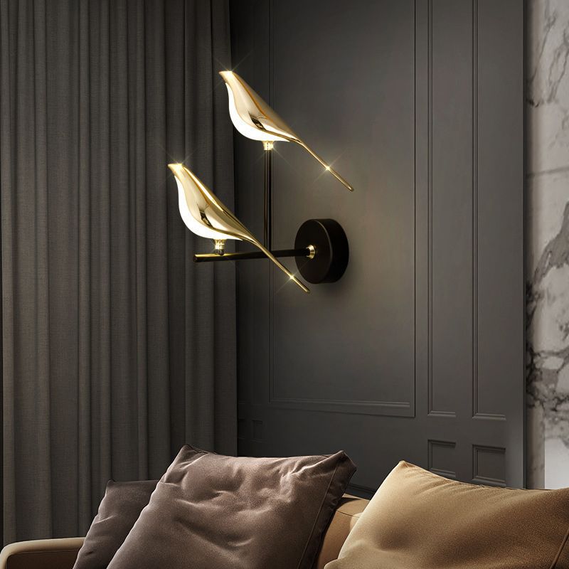 Multi Lights Bird Shaped Wall Lighting Fixtures Modern Style Metal Wall Mounted Lamps
