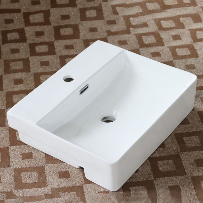 Modern Porcelain Bathroom Sink Rectangular Vessel Lavatory Sink