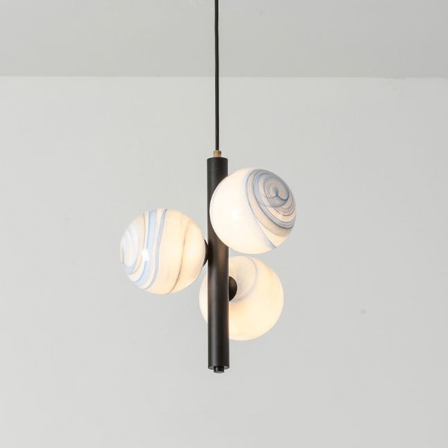 Moderno lampadario lineare minimalista lampadario sferico in vetro smerigliato 3 lampadario soffitto leggero