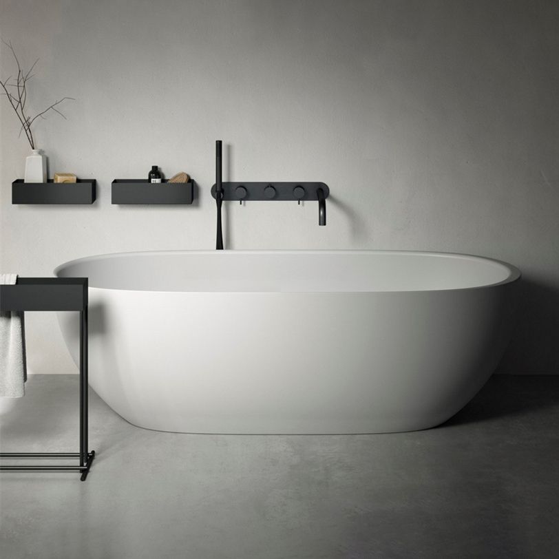 Modern Stone Bathtub Freestanding Soaking Bathtub , 29.53-inch Tall