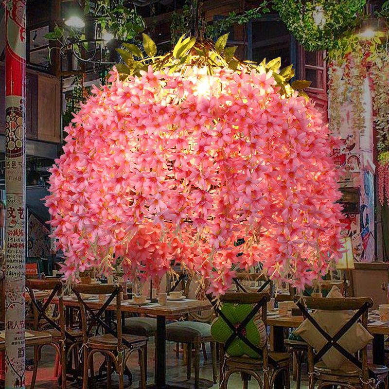 Cluster di fiori in stile Nordico Appedisci un ciondolo di illuminazione decorativa con catena sospesa regolabile