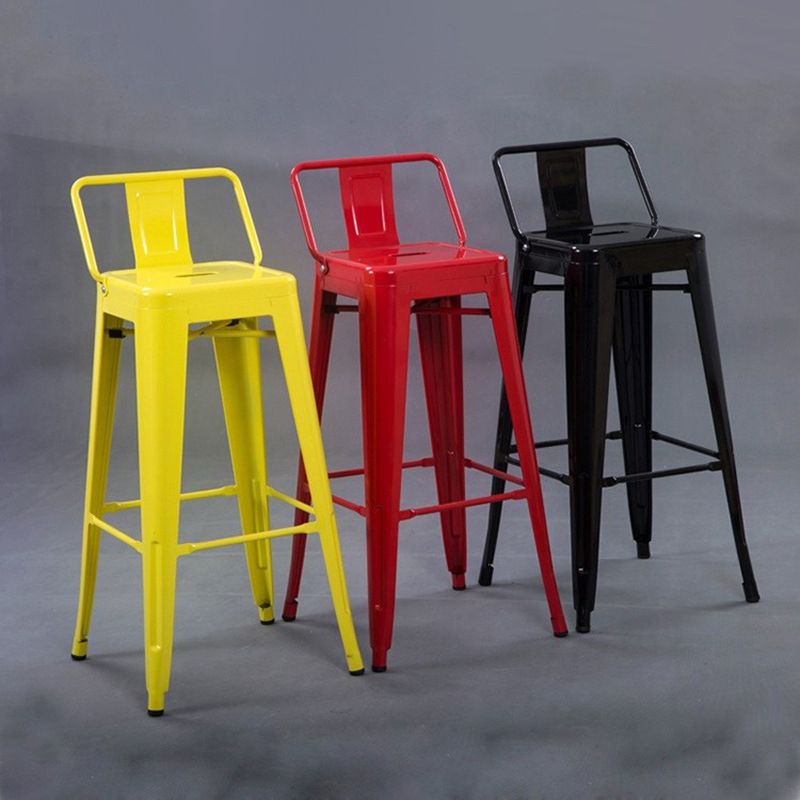 Industrial Style Iron Counter Stool Cafe Bar Stool with Metal Seat