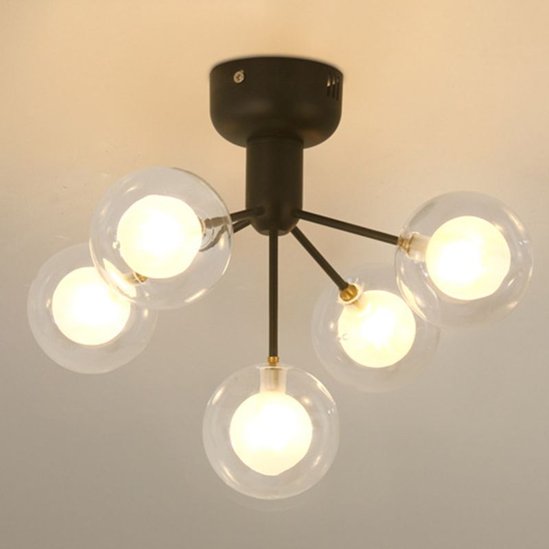 Sputnik Ceiling Lighting Contemporary 5-Light Semi Flush Mount for Hallway