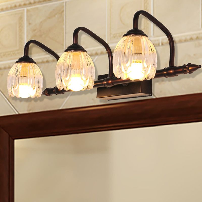 Luce murale di vanità di fiore di rame rustico in vetro rustico per la parete da parete da parete da parete