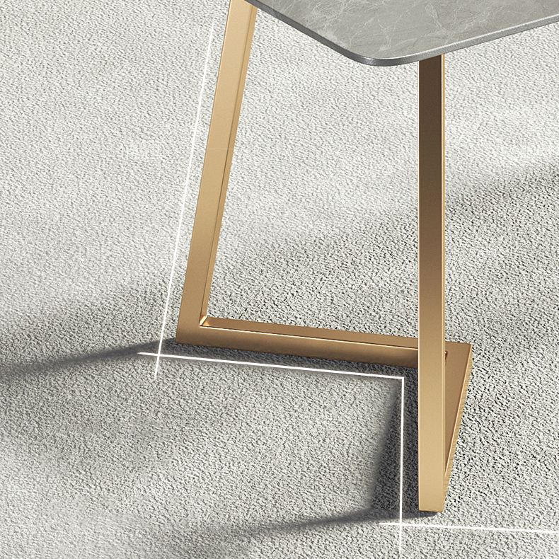 Metal Traditional Luxury Rectangle Table Sintered Stone Table with Sled Base