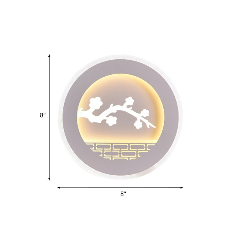 Simplicité Cercle Conce Light avec voilier / arbre Salle d'étude en acrylique LED LEMPUR MUR ALIMENTATION EN BLANC