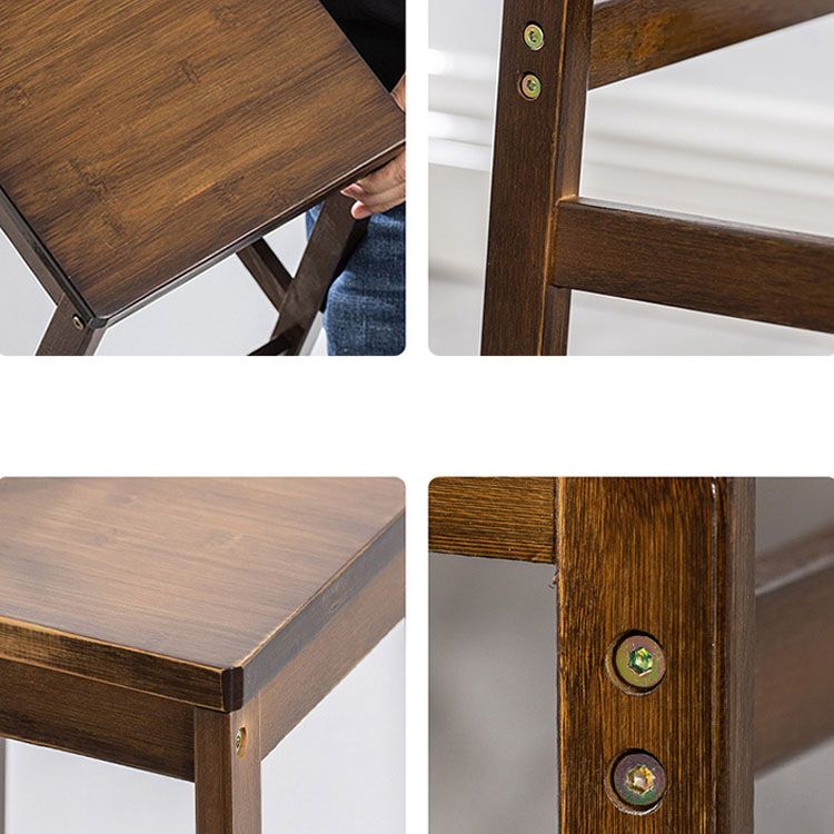 Industrial Square Backless Stool Wooden Footrest Barstool for Living Room