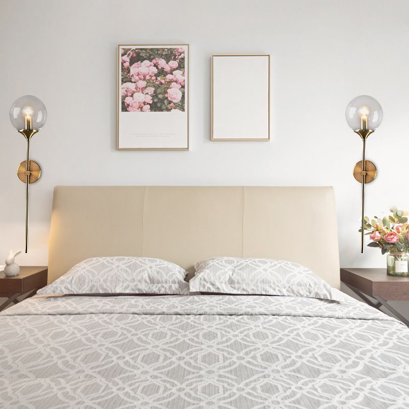Modern Simple Spherical 1 Head Glass Material Brass Wall Lamp