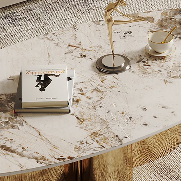 Abstract Cocktail Table Glam Oval Slate Top Coffee or End Table