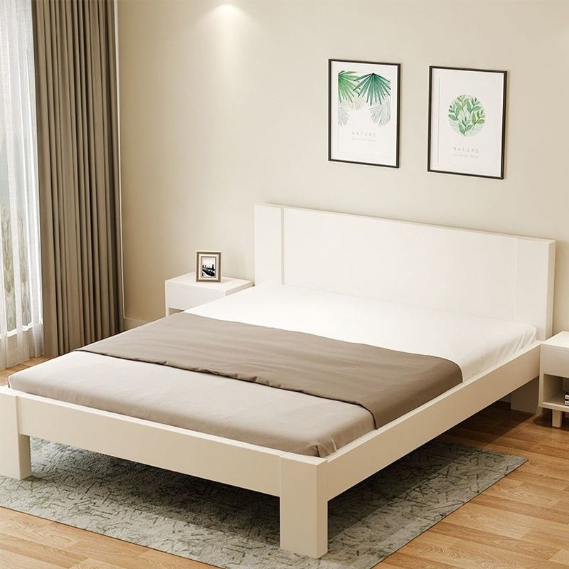 Scandinavian Wood Panel Standard Bed with Rectangular Headboard