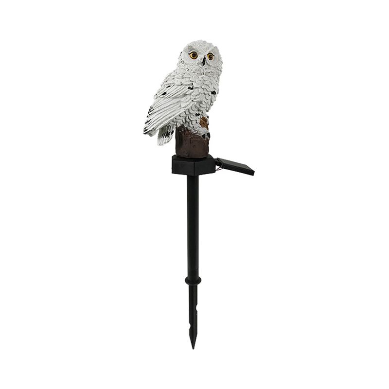 Resin Owl Shaped LED Stake Light Modern Style Solar Lawn Lighting for Courtyard, 2 Pcs