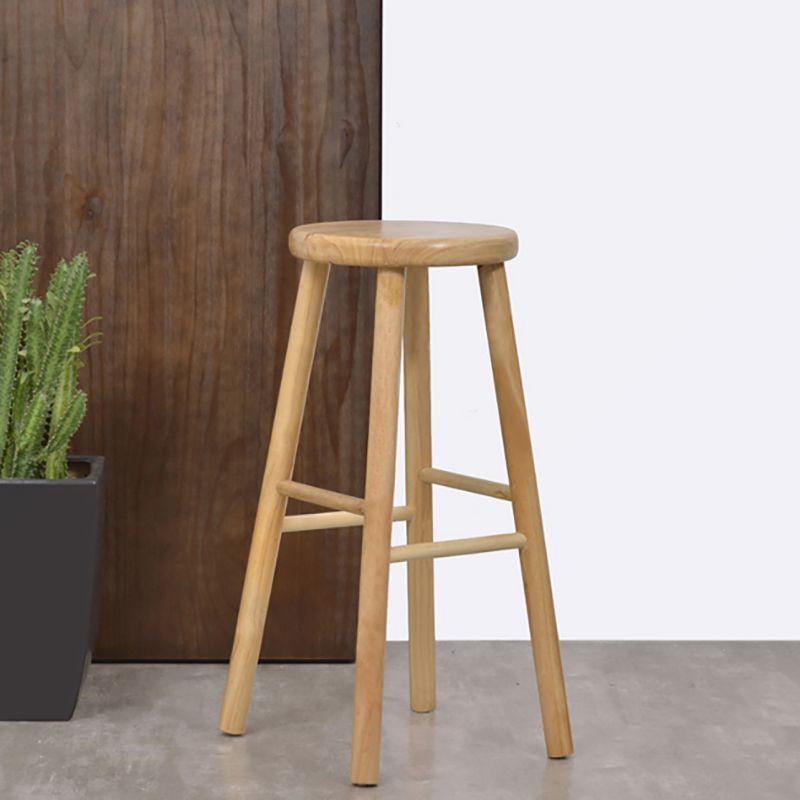 Industrial Solid Wood Counter Stool Armless Bar Stool with Footrest