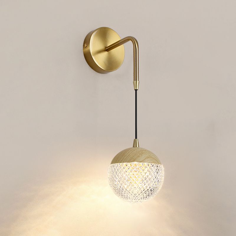 Hölzerne Globus Wandhängerlampe Nordic 1 Kopf Nachtwandmontage Licht montiert