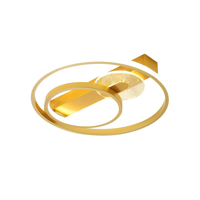 Metal Hoop Flushmount Lighting Simple Style Gold/White and Black LED Ceiling Flush in White/Warm Light, 16.5"/20.5" Wide