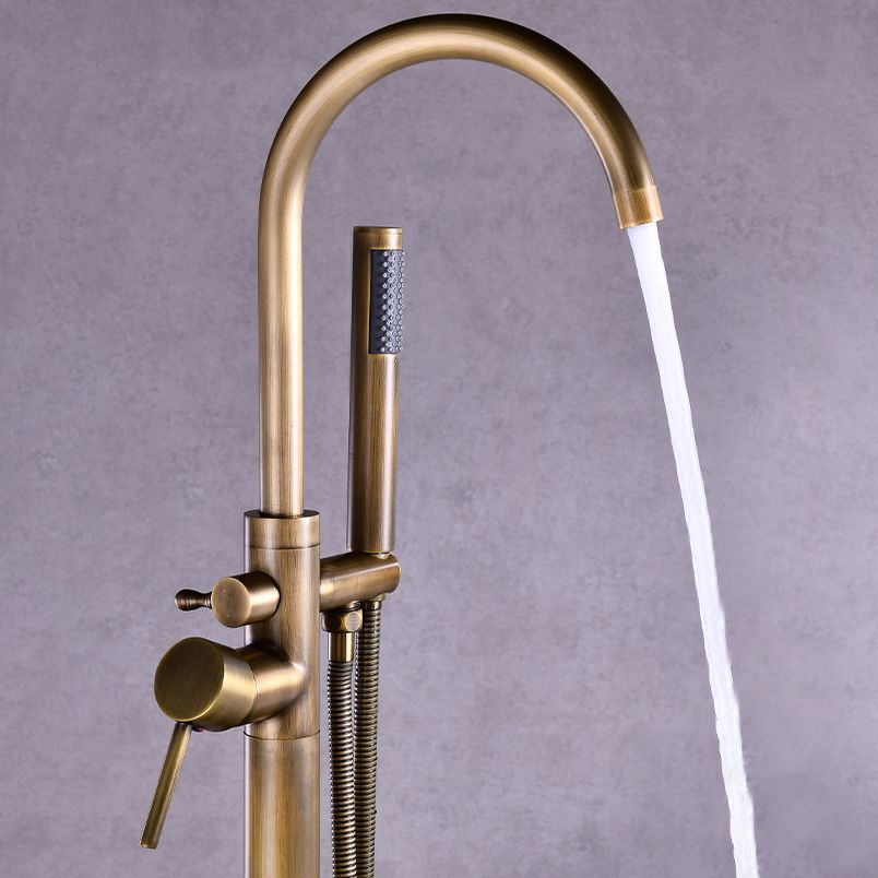 Floor Mounted Freestanding Tub Filler Metal Freestanding Tub Filler Trim with Spray Gun