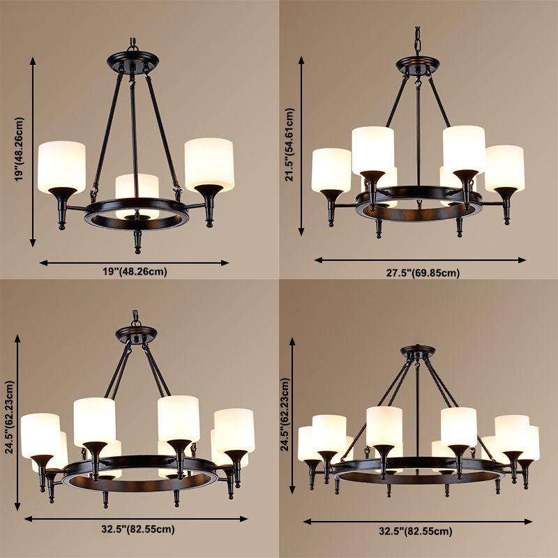 Traditional Style Glass Chandelier Round Suspension Pendant Light for Living Room