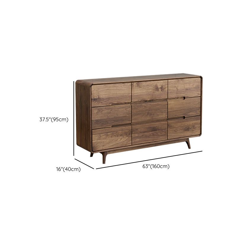 Modernism Horizontal Double Dresser Walnut Dresser with Storage for Bedroom