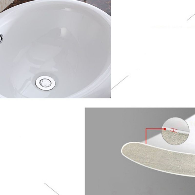 Traditional Drop-in Bathroom Sink Oval Porcelain with Faucet Basin Sink