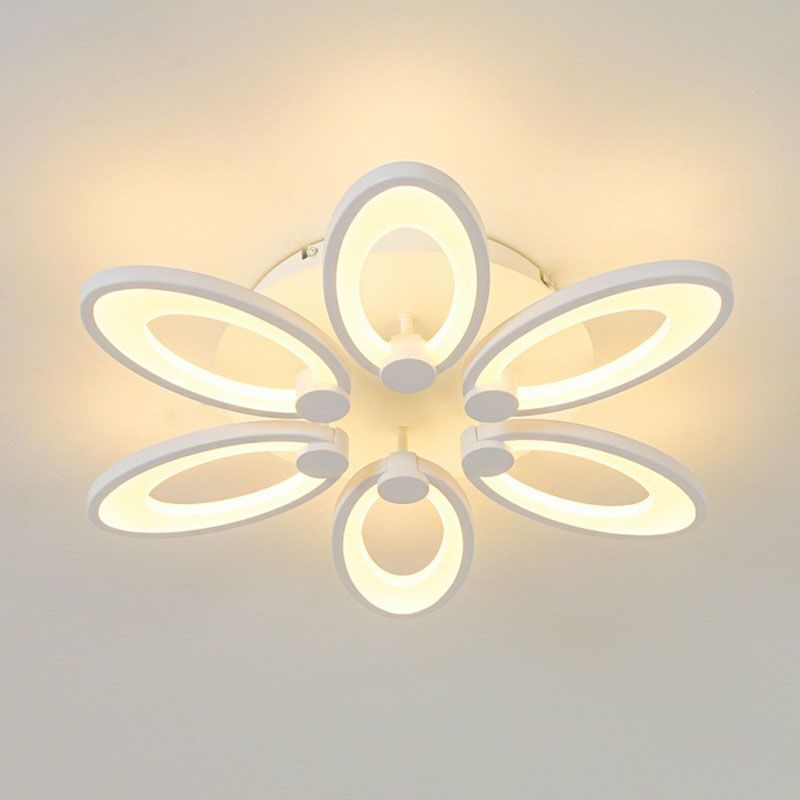 Elliptical LED Semi Flush Mount Modern Acrylic White Flushmount Ceiling Light for Living Room