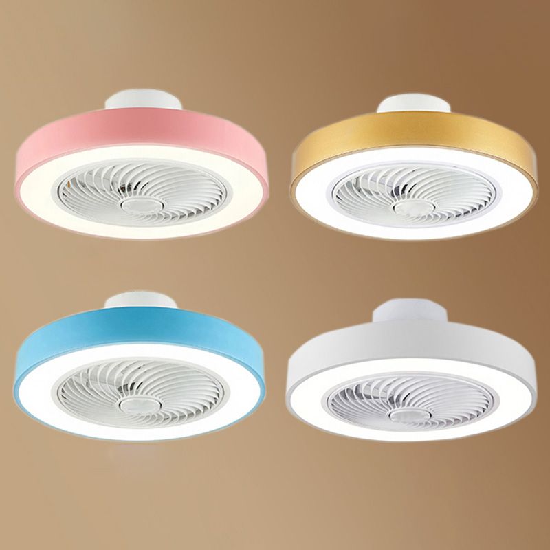 Moderne nordische LED -Makkaronendeckenvorrichtung Schmiedeeisen kreisförmige Deckenventilatoren mit Acrylschatten