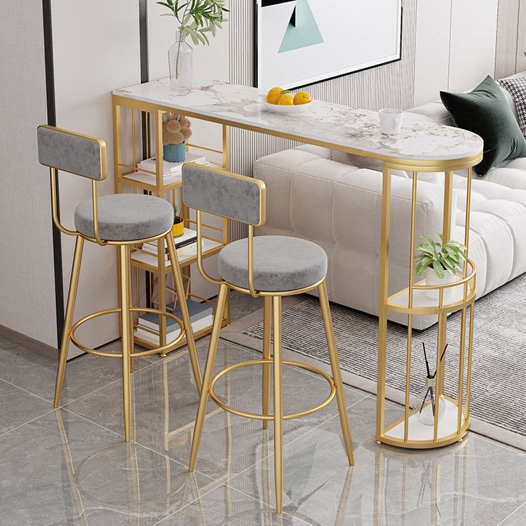 Low Back Bar Stools Glam Armless Dining Stools with Metal Base