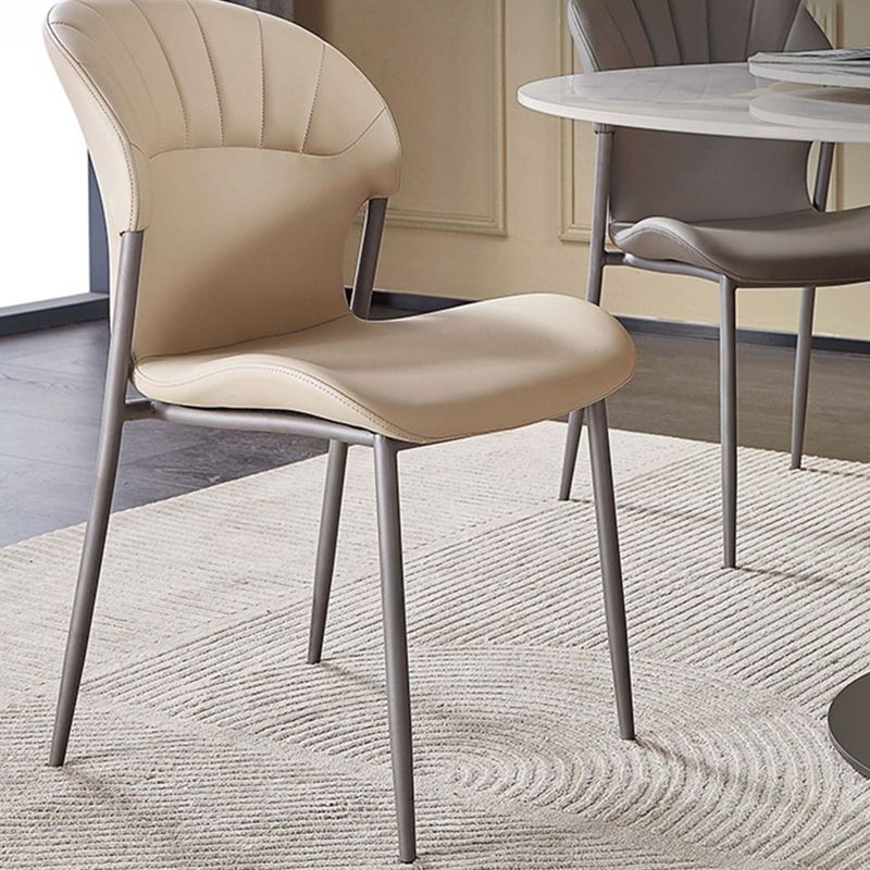 Khaki and Gray Dining Chairs Modern Armless Dining Side Chair