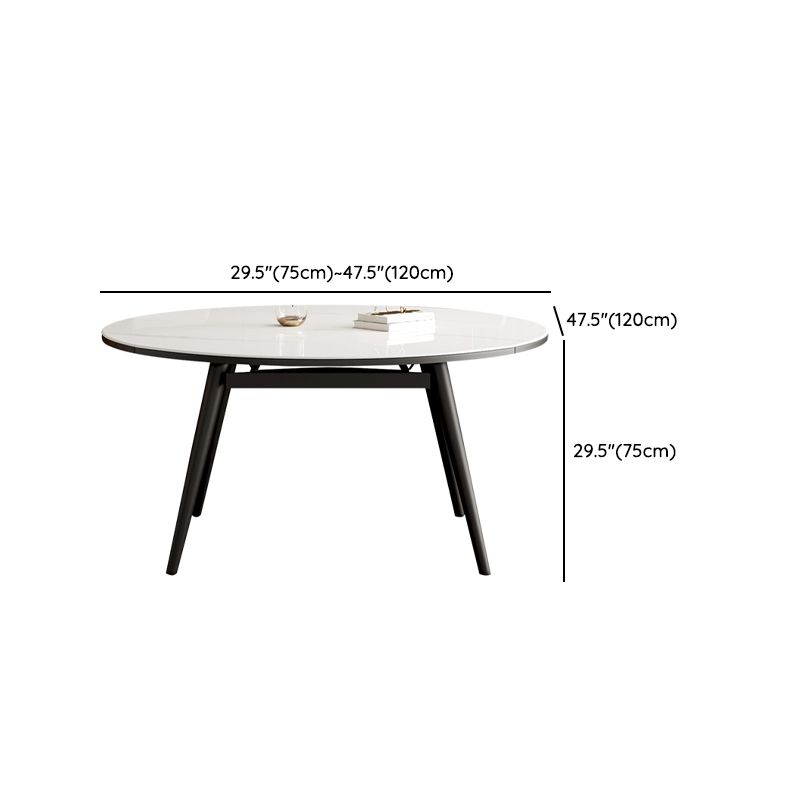Modern Stone Top Dining Table Extendable for Small Spaces in White