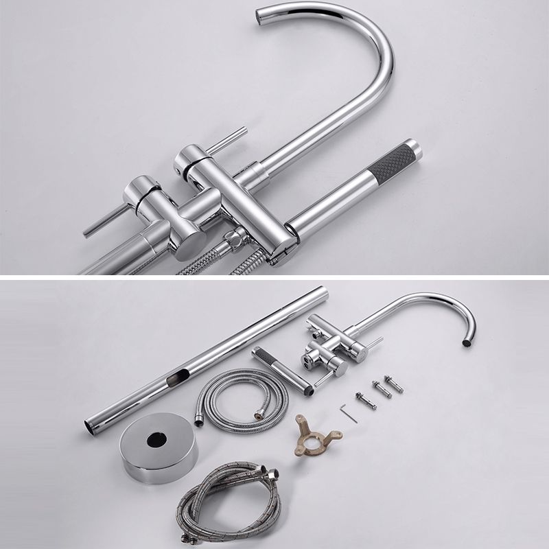 Floor Mounted Metal Freestanding Tub Filler Single Handle Freestanding Faucet