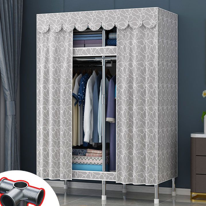 Contemporary Style Steel Wardrobe 2 Shelves Wardrobe Closet for Home