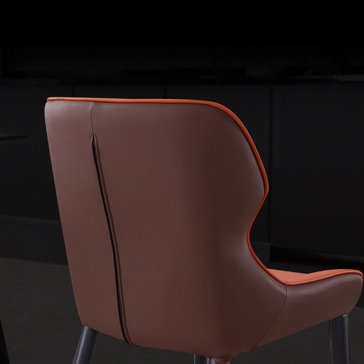 Silla de comedor moderna de piel sintética, sillón de metal para uso doméstico (juego de 2)