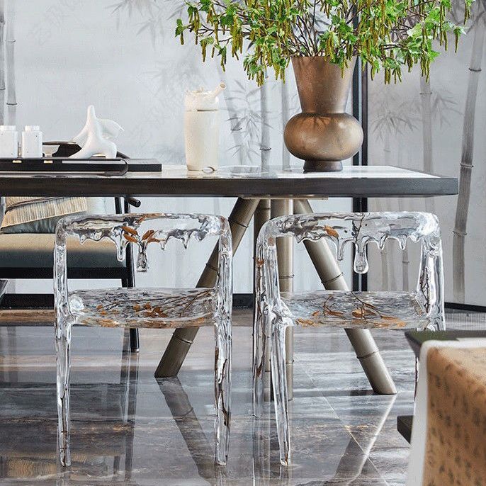 Modern Simple Arm Chair Resin Frame Dining Arm Chair for Dining Room