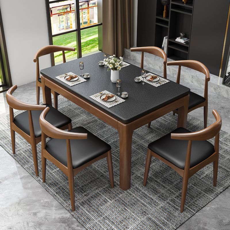 Contemporary Dining Room Dinner Table Solid Wood 4 Legs Dining Table