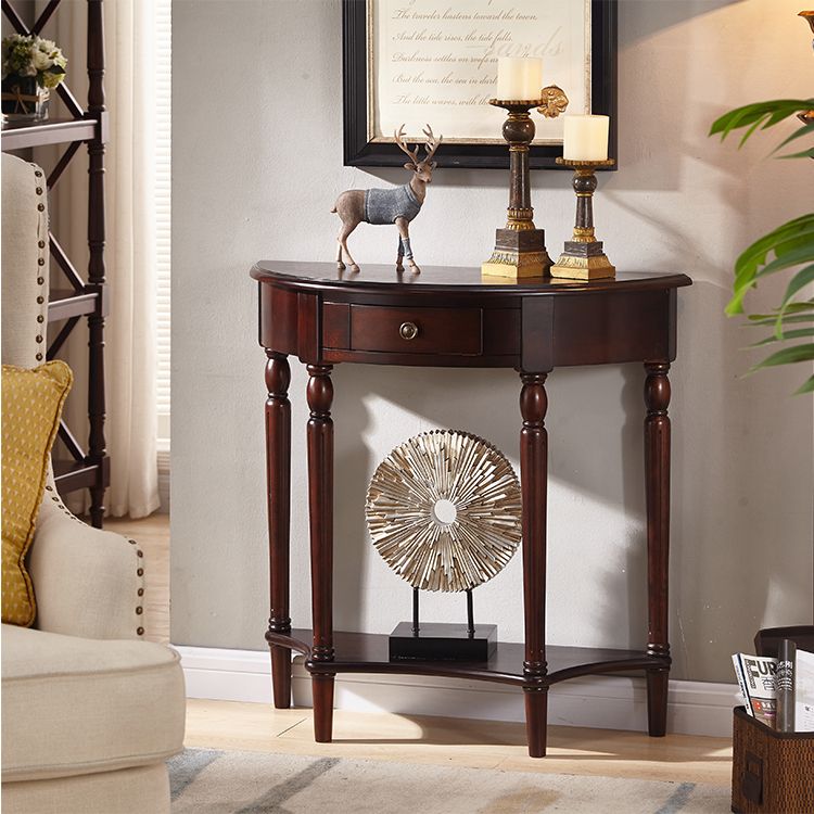Mid-Century Modern Console Accent Table Antique Finish Console Sofa Table with Drawer