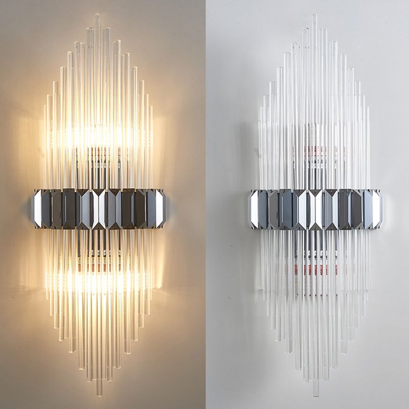 2-Light Geometric Wall Light Sconce Modern Style Glass Wall Lighting