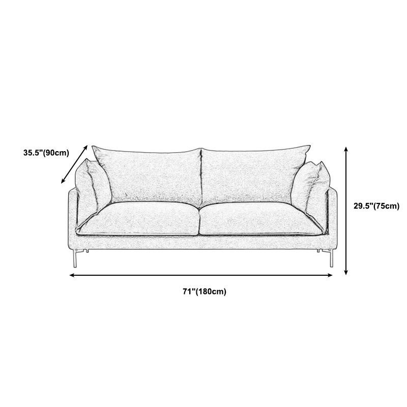 Contemporary Fabric Square Arm Loveseat Standard Loose Back Setee