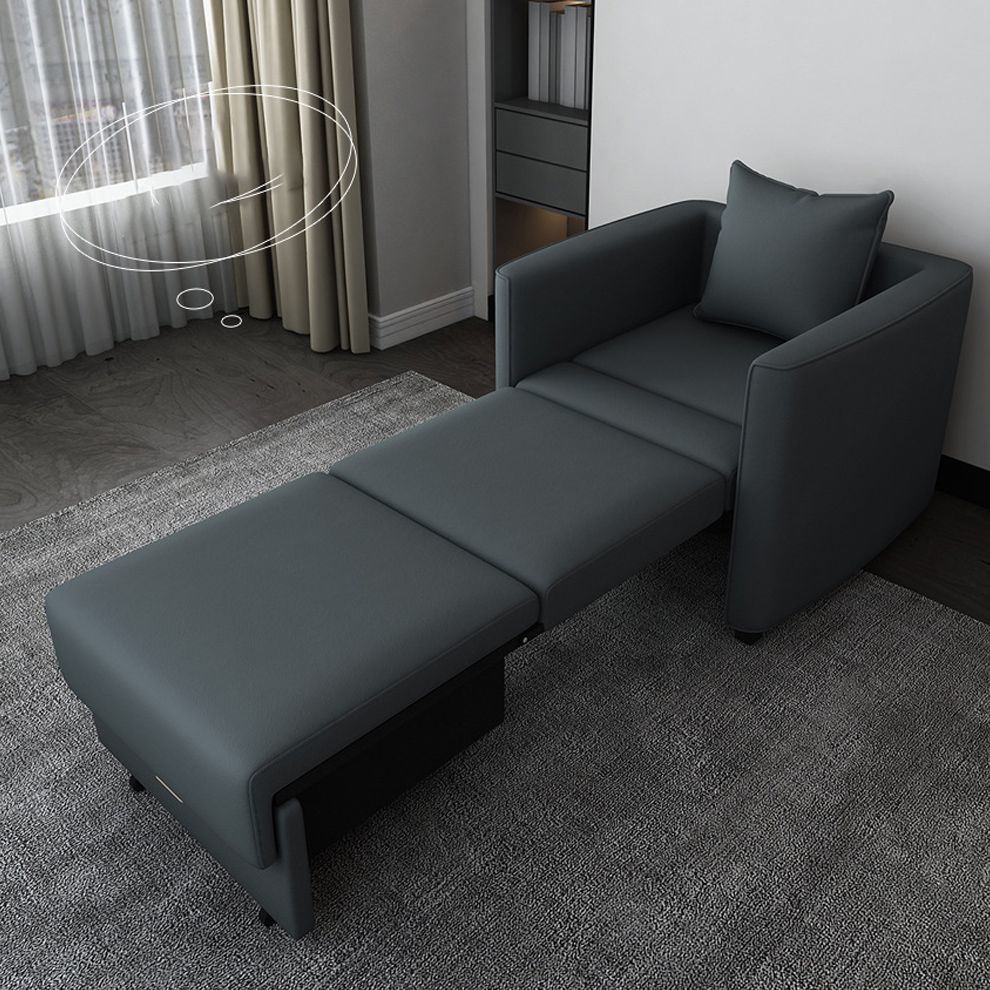 Metal Frame Futon Chairs Faux leather Square Arms Sofa Bed with Upholstered, 31.49" Wide