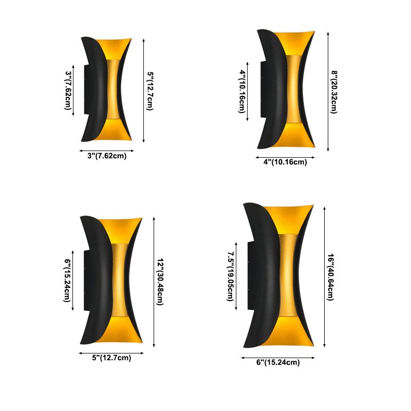 Unique Shade Metal Wall Sconce Modern Style 2- Lights Wall Mounted Light in Black