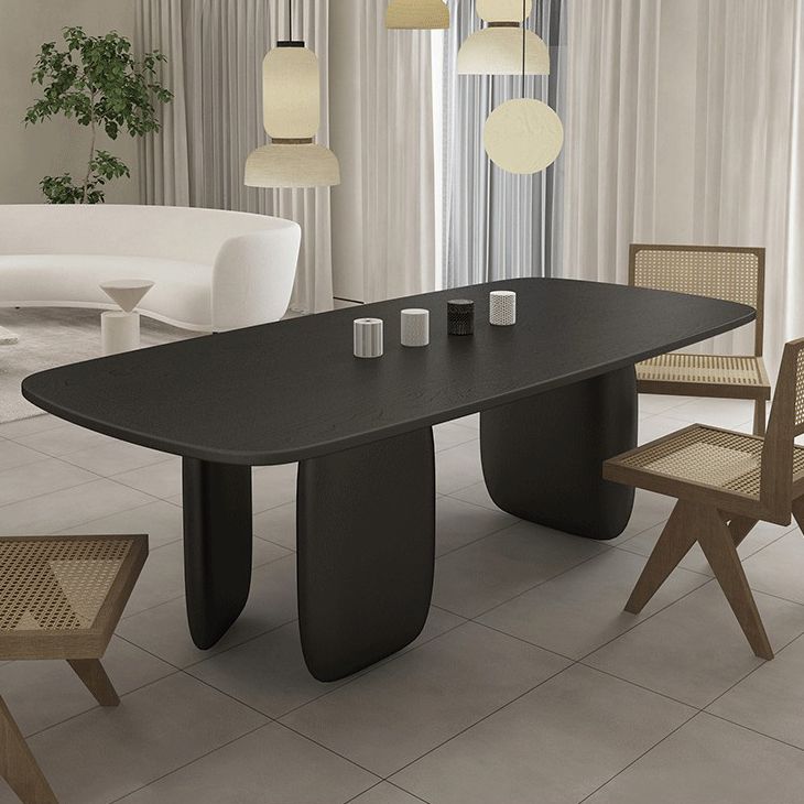 Industrial Solid Wood Dining Table Rectangle Kitchen Table with 3 Legs