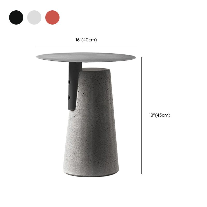 Contemporary Metal Round Side Table Concrete Pedestal End Table