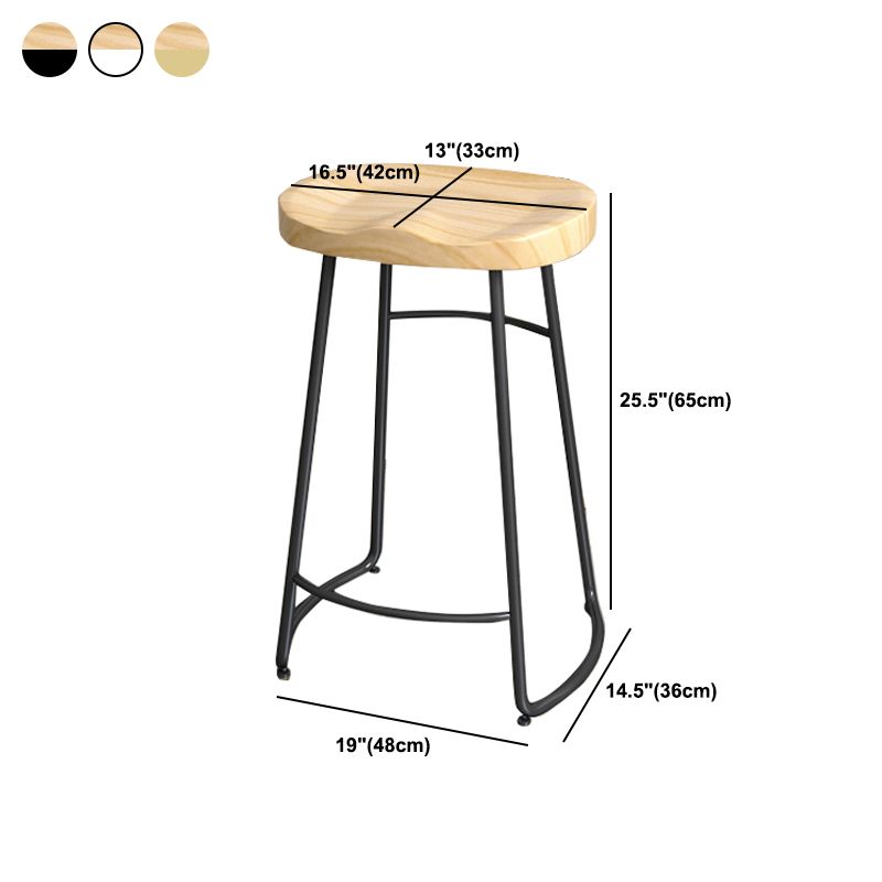Industrial Wood Natural Barstool Wood Furniture with Metal Base for Home
