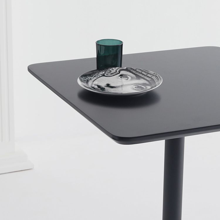 Metal Industrial Square Dining Table Solid Wood Top Table with Pedestal