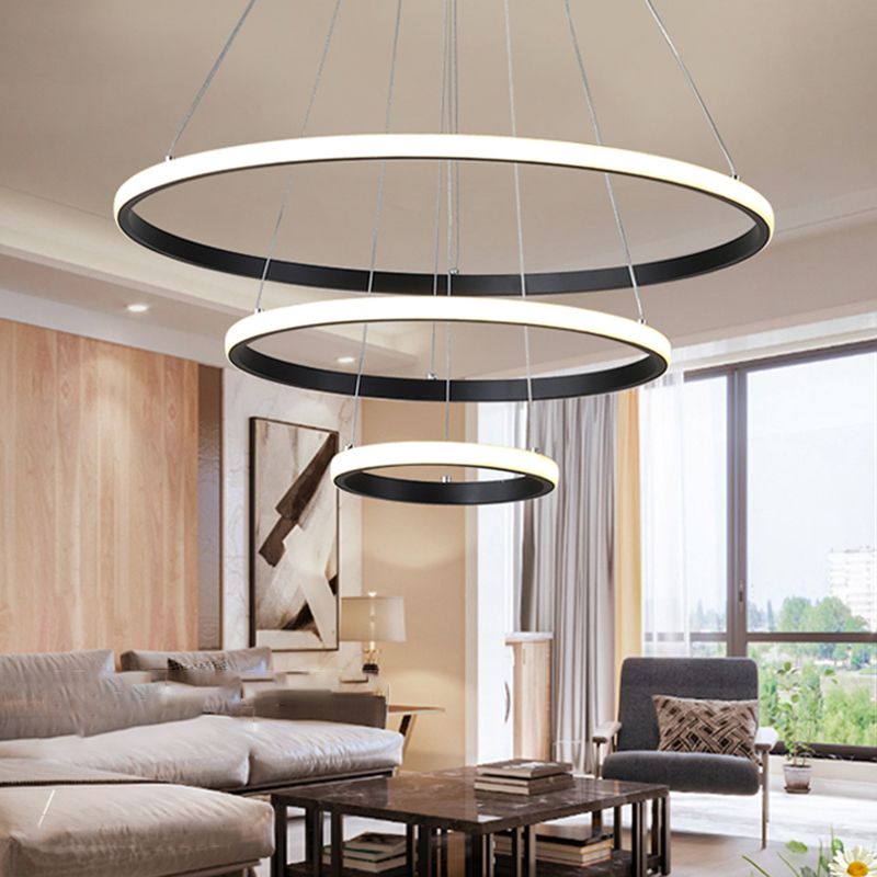 Lineare Metallleuchterleuchten moderner 3-Licht-Kronleuchter-Beleuchtungskörper in Schwarz