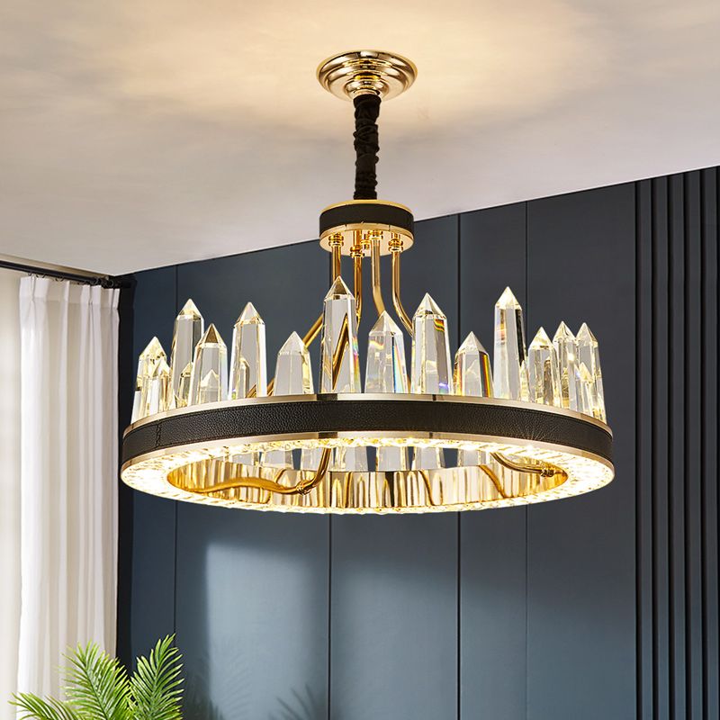 Contemporary Chandelier Light Fixture K9 Crystal Pendant Chandelier in Black