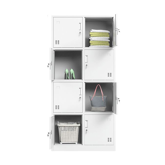 Contemporary Steel Storage Cabinet White Metal Hinged Door Cabinet