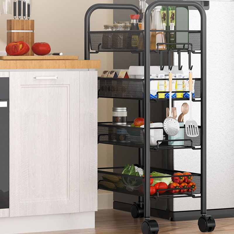 Metal Dining Room Prep Table Open Shelves Rolling Kitchen Trolley