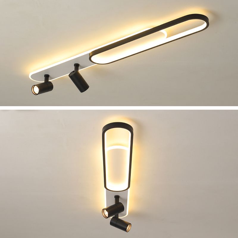 Lámpara de techo de metal de estilo moderno con montaje empotrado LED de pasillo oblongo y lámpara ajustable