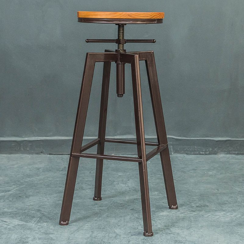 Industrial Elevatable Backless Counter Stool Iron Bar Stool with Pedal for Bar