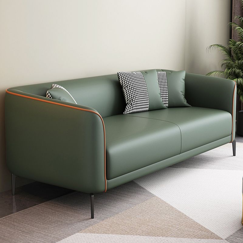 Sloped Arm Faux Leather Sofa Nordic 26" H Seating with Single Cushion
