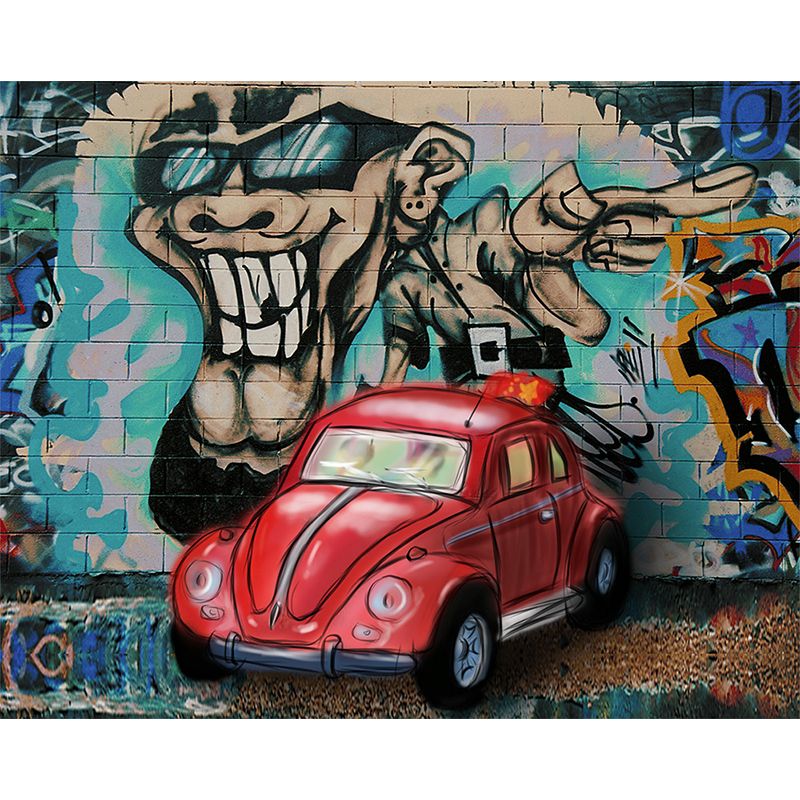 Cool Street Graffiti Wallpaper Mural Boys Bedroom Abstract Pattern Wall Covering, Custom Made